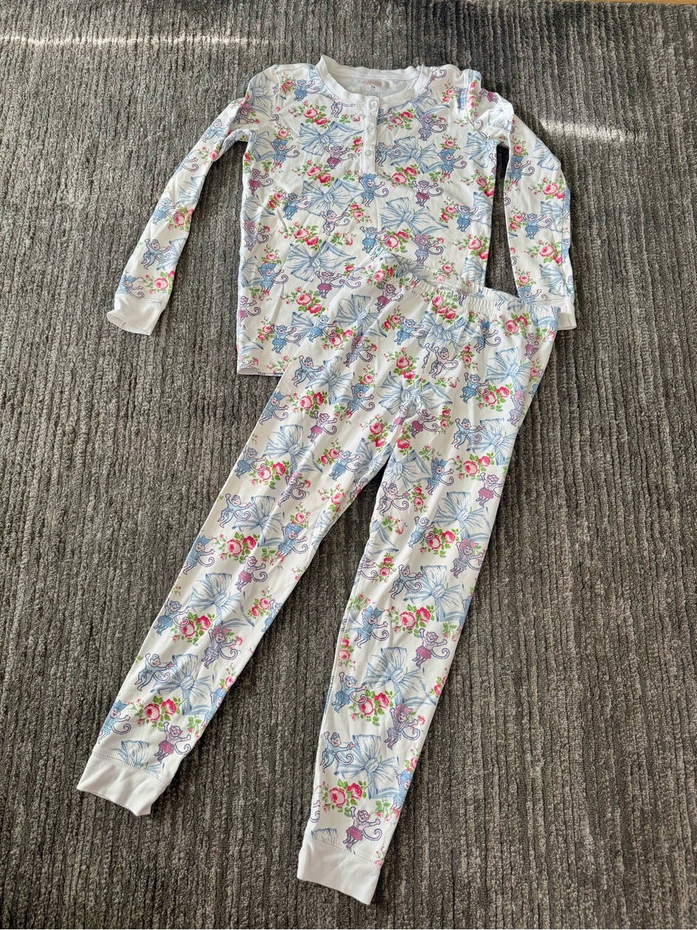 RARE LoveShackFancy x Roller Rabbit Rosa Beaux Monkey Pajama Set - Size 14